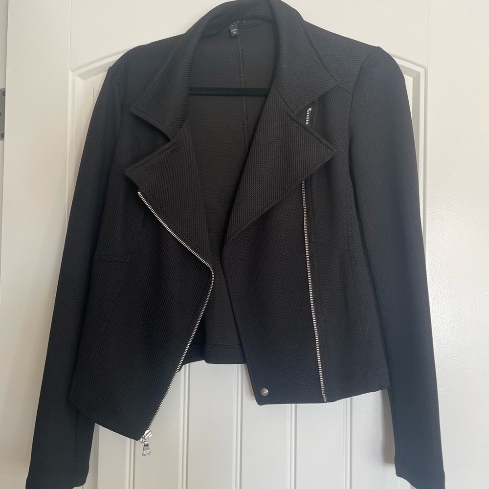 Express Black Moto Blazer with Silver Zipper
